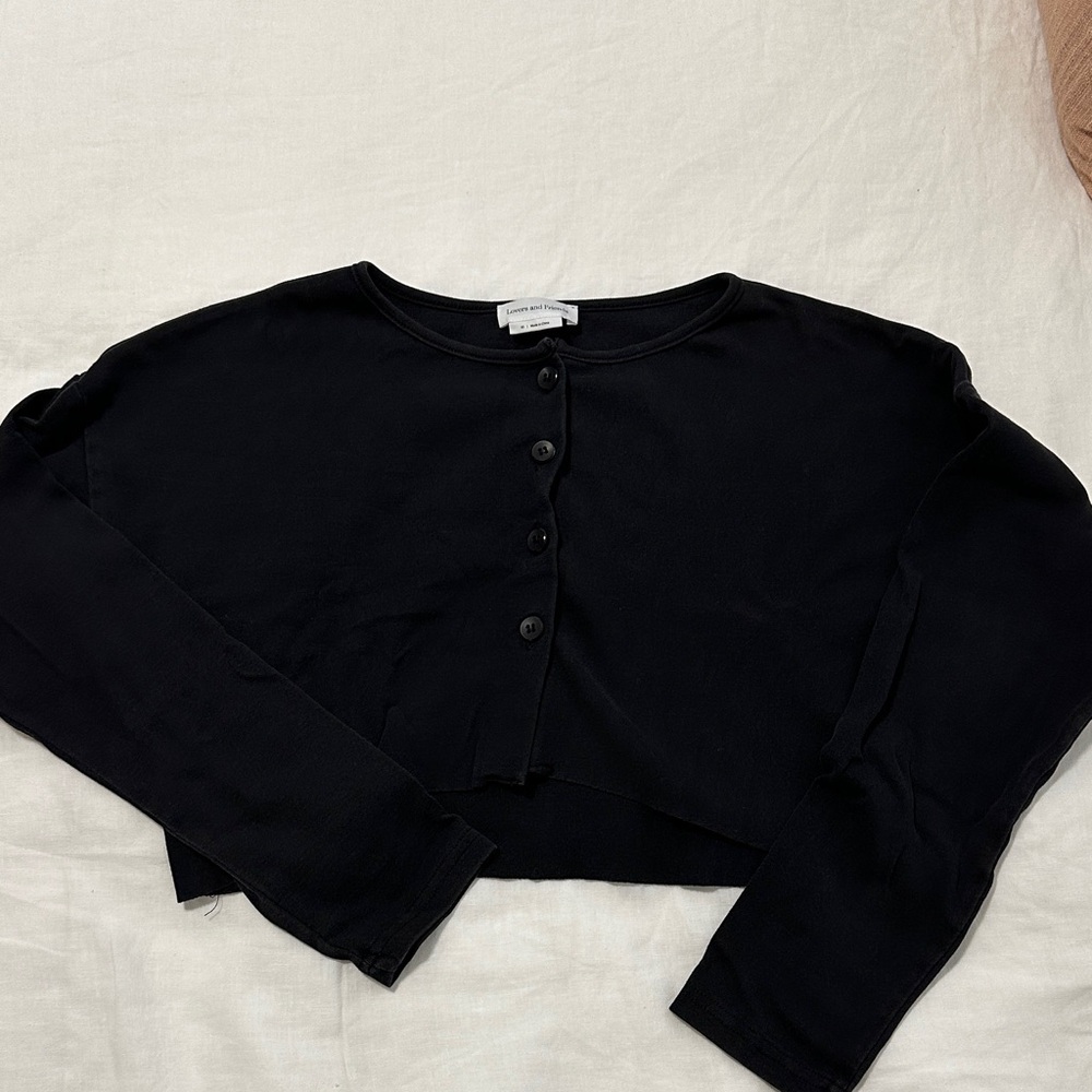 Lovers + Friends Midnight Black Button-Up Crop Top